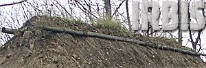 Dach kryty strzechą słomianą z kalenicą z perzu z tyczkami utrzymującymi kalenicę!